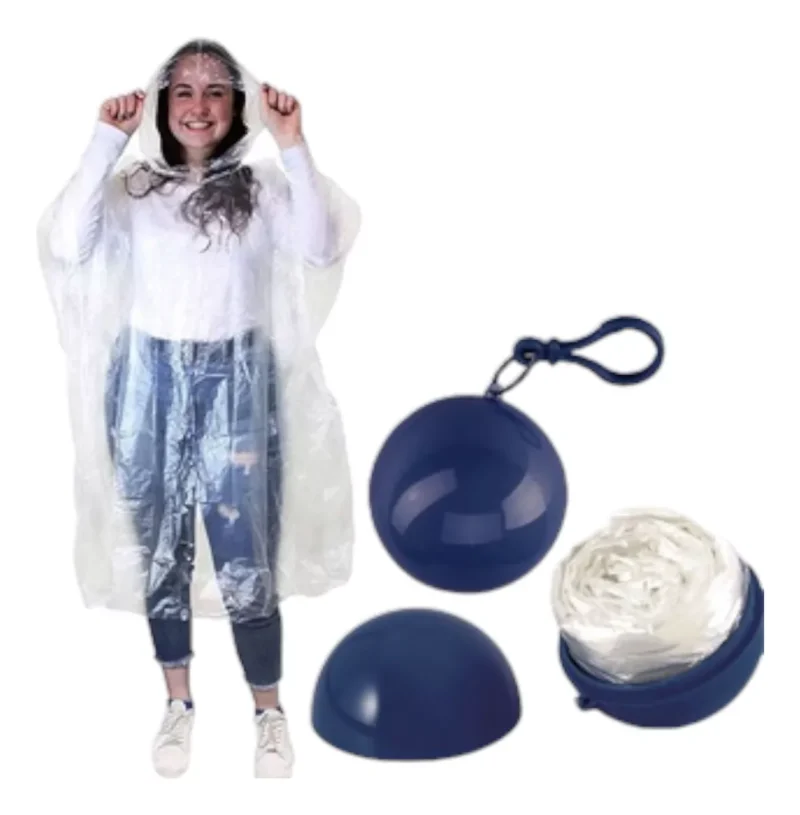 (Nº 229) Kit 10 Capa De Chuva Descartável Portátil Bola Chaveiro